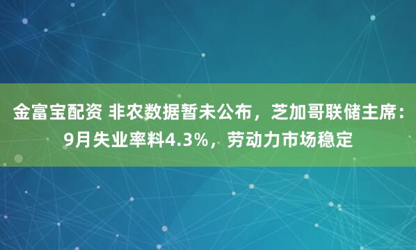 金富宝配资 非农数据暂未公布，芝加哥联储主席：9月失业率料4.3%，劳动力市场稳定